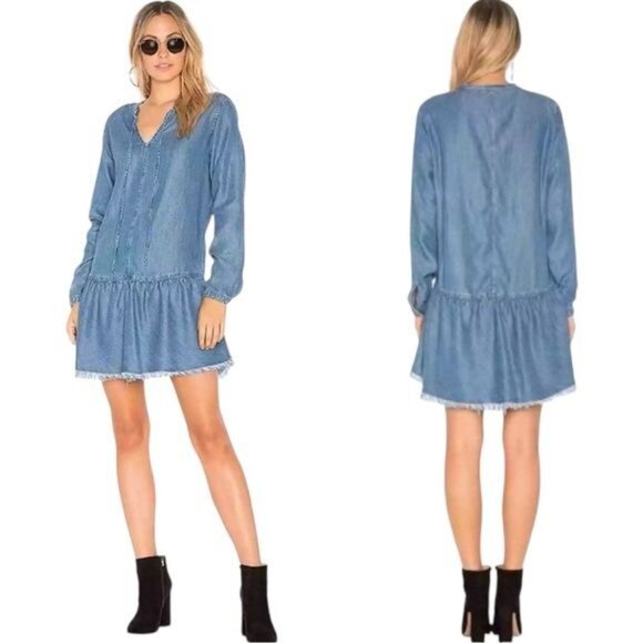 Rails Mel Drop Waist Chambray Mini Dress Capsule Country Holiday Festival M - Picture 2 of 11